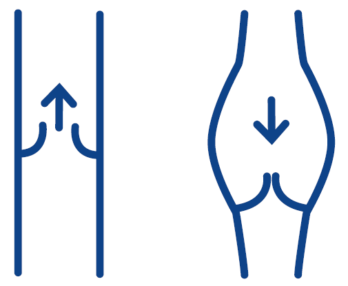 Das Bild zeigt eine illustrative Abbildung der Funktionsweise von Venenklappen.